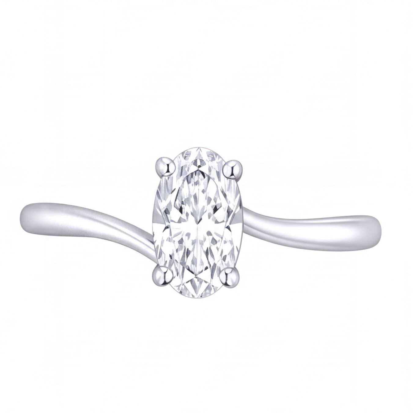 Cressida oval diamond bypass engagement ring by Tiani Jewellery in rose gold, white gold and yellow gold.