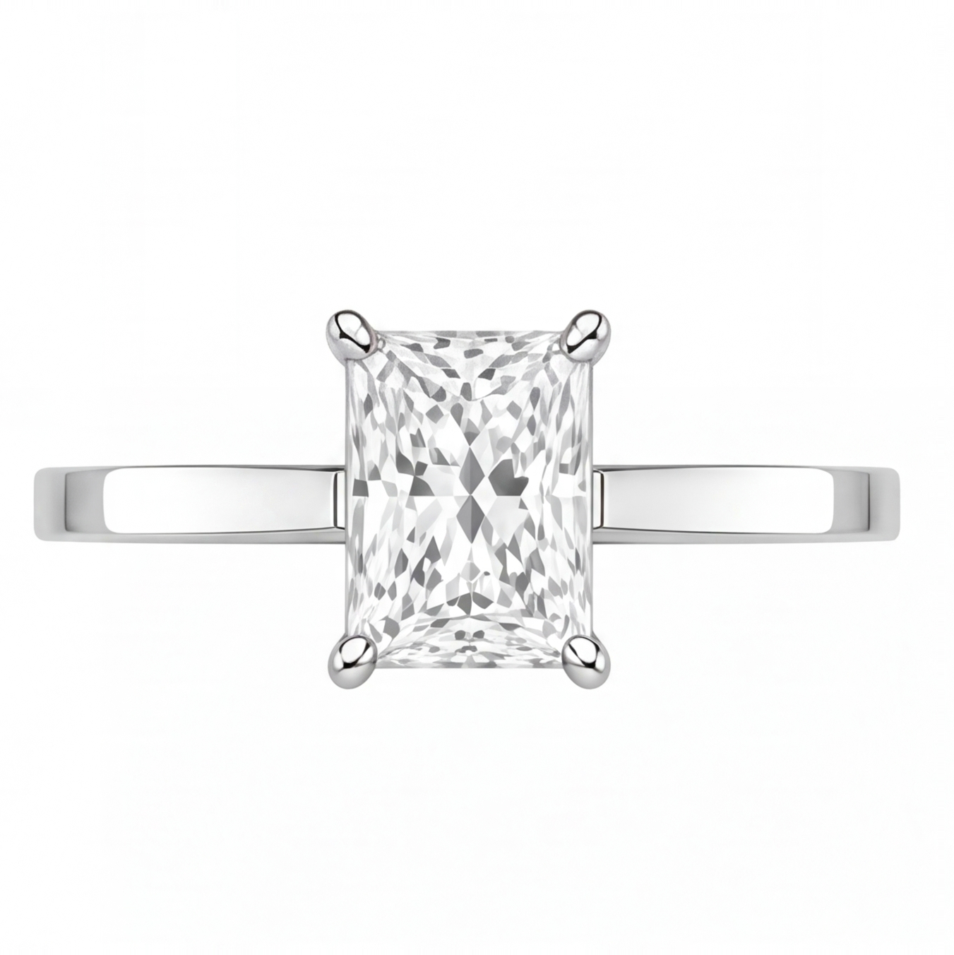 Vesper radiant diamond solitaire engagement ring by Tiani Jewellery shown in rose gold, white gold and yellow gold. 