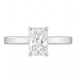 Demelza radiant diamond flat band engagement ring by Tiani Jewellery in rose gold, white gold and yellow gold.