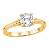 Primrose engagement ring by Tiani Jewellery shown in rose gold, white gold and yellow gold.