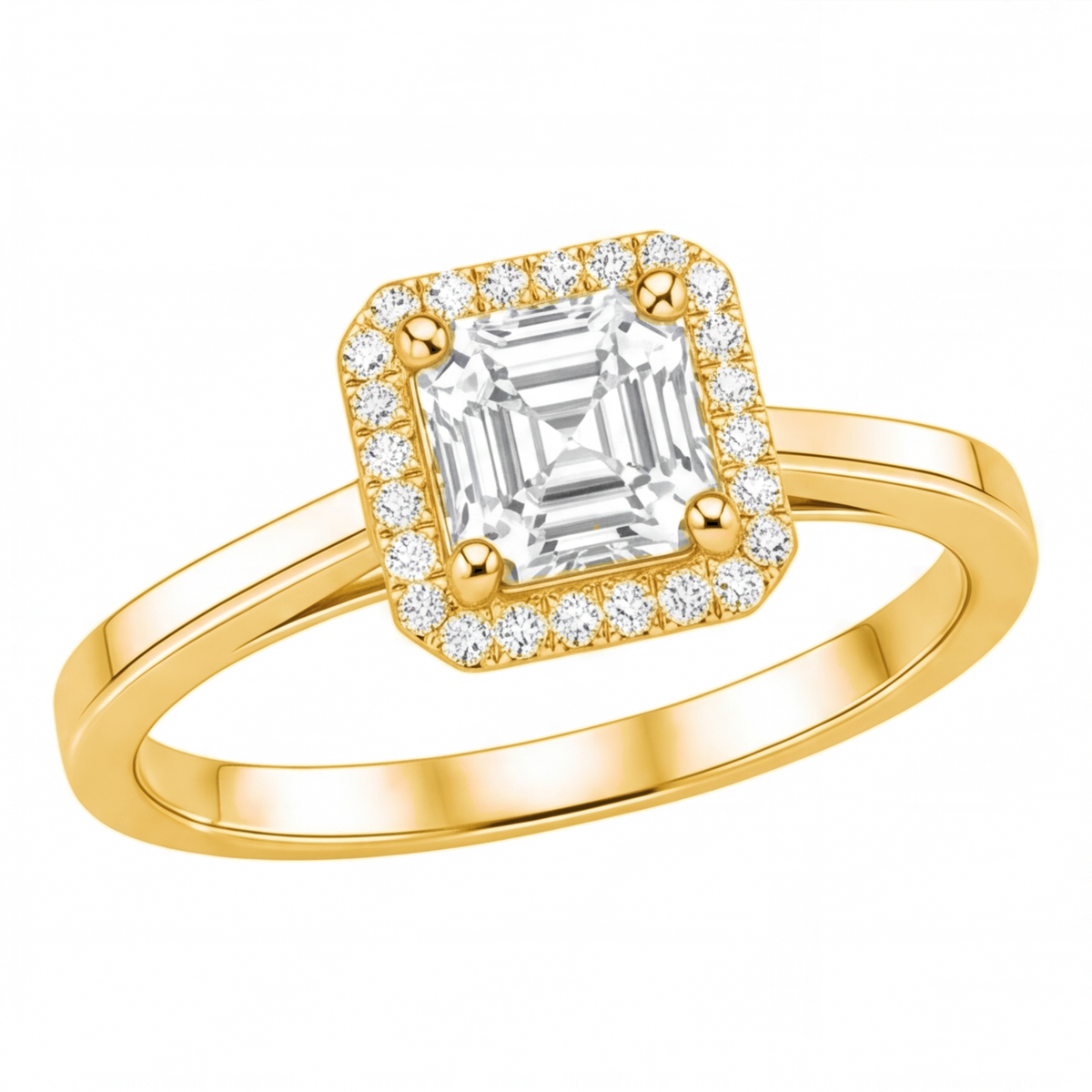 Zelia engagement ring by Tiani Jewellery shown in rose gold, white gold and yellow gold.