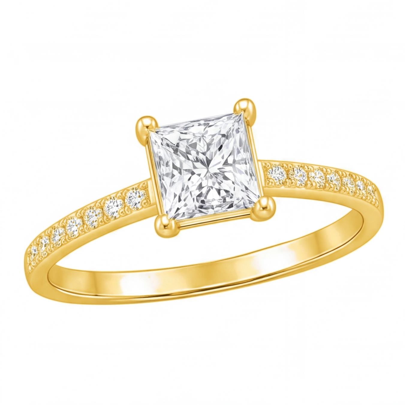 Solene engagement ring by Tiani Jewellery shown in rose gold, white gold and yellow gold.