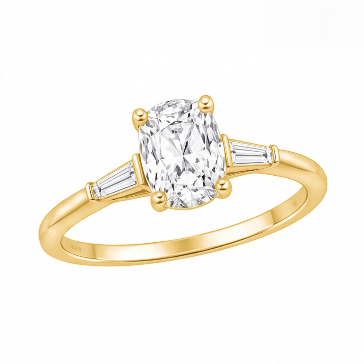 Faye engagement ring by Tiani Jewellery shown in rose gold, white gold and yellow gold.