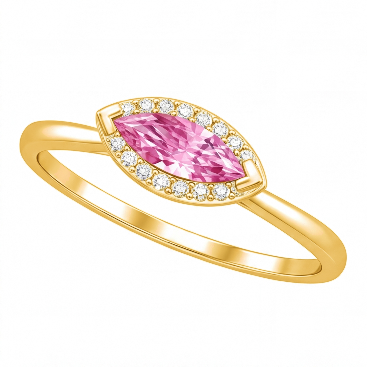 Hestia engagement ring by Tiani Jewellery shown in rose gold, white gold and yellow gold.
