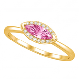 Hestia engagement ring by Tiani Jewellery shown in rose gold, white gold and yellow gold.