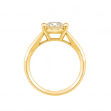 Sarai round diamond flat band engagement ring by Tiani Jewellery shown in rose gold, white gold and yellow gold.