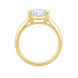 Pia cushion diamond solitaire engagement ring by Tiani Jewellery shown in rose gold, white gold and yellow gold.