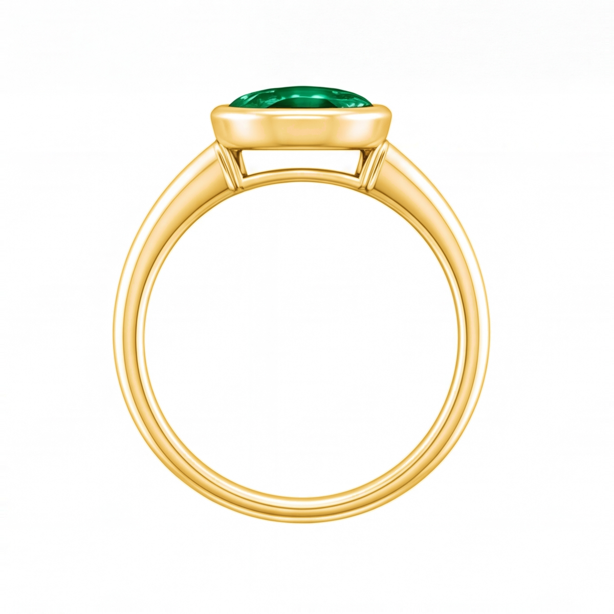 Arianwen green oval gemstone bezel engagement ring by Tiani Jewellery in rose gold, white gold and yellow gold.