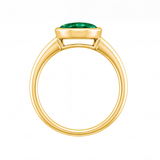 Arianwen green oval gemstone bezel engagement ring by Tiani Jewellery in rose gold, white gold and yellow gold.