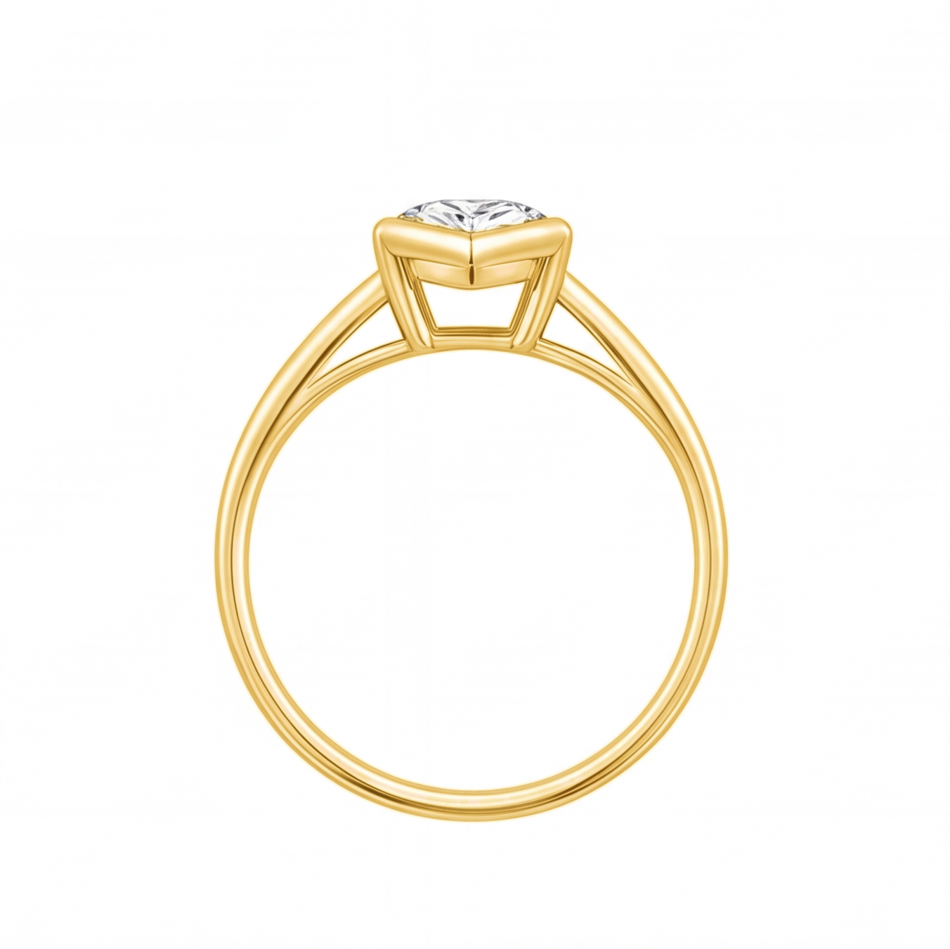 Zora engagement ring by Tiani Jewellery shown in rose gold, white gold and yellow gold.