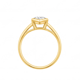 Zora engagement ring by Tiani Jewellery shown in rose gold, white gold and yellow gold.