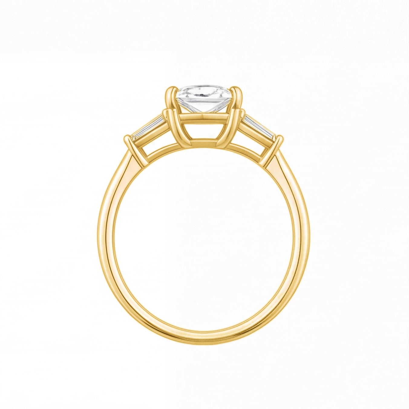 Faye engagement ring by Tiani Jewellery shown in rose gold, white gold and yellow gold.