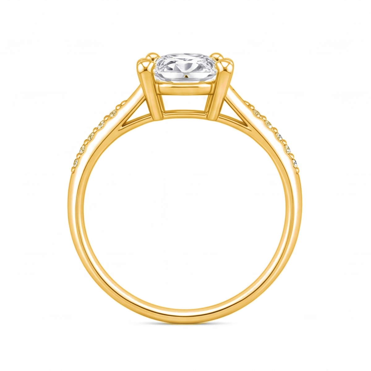 Mireille engagement ring by Tiani Jewellery shown in rose gold, white gold and yellow gold.