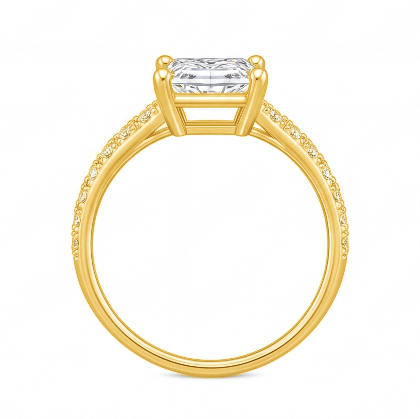 Solene engagement ring by Tiani Jewellery shown in rose gold, white gold and yellow gold.