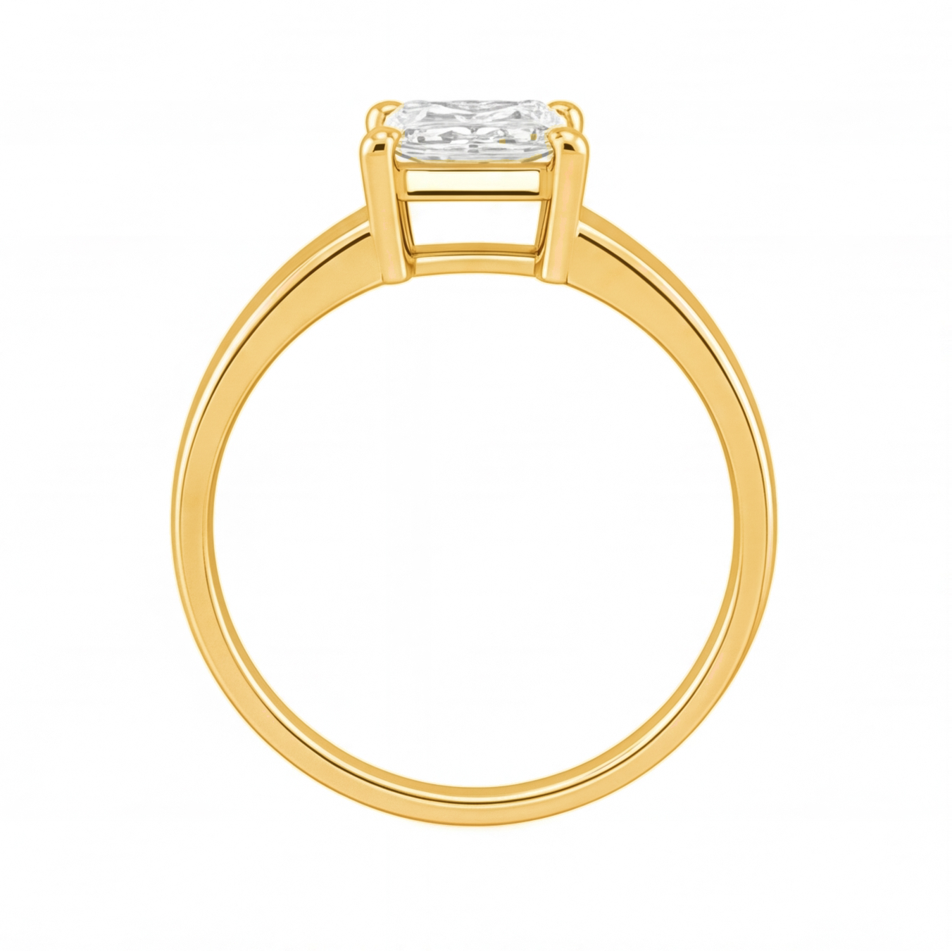 Demelza radiant diamond flat band engagement ring by Tiani Jewellery in rose gold, white gold and yellow gold.