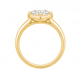 Mireya hexagon diamond halo engagement ring by Tiani Jewellery shown in rose gold, white gold and yellow gold.