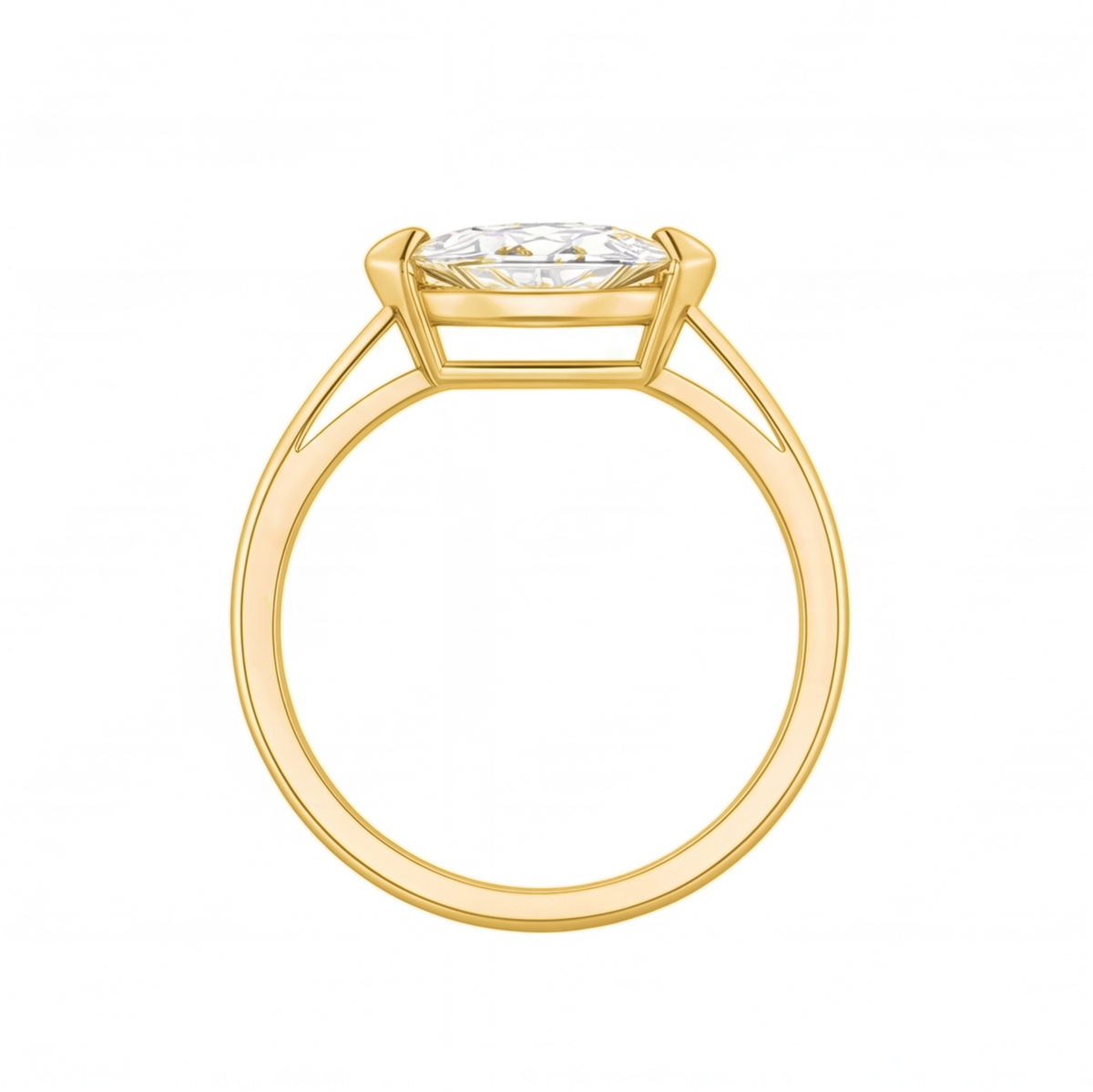 Renata east-west marquise diamond engagement ring by Tiani Jewellery shown in rose gold, white gold and yellow gold.