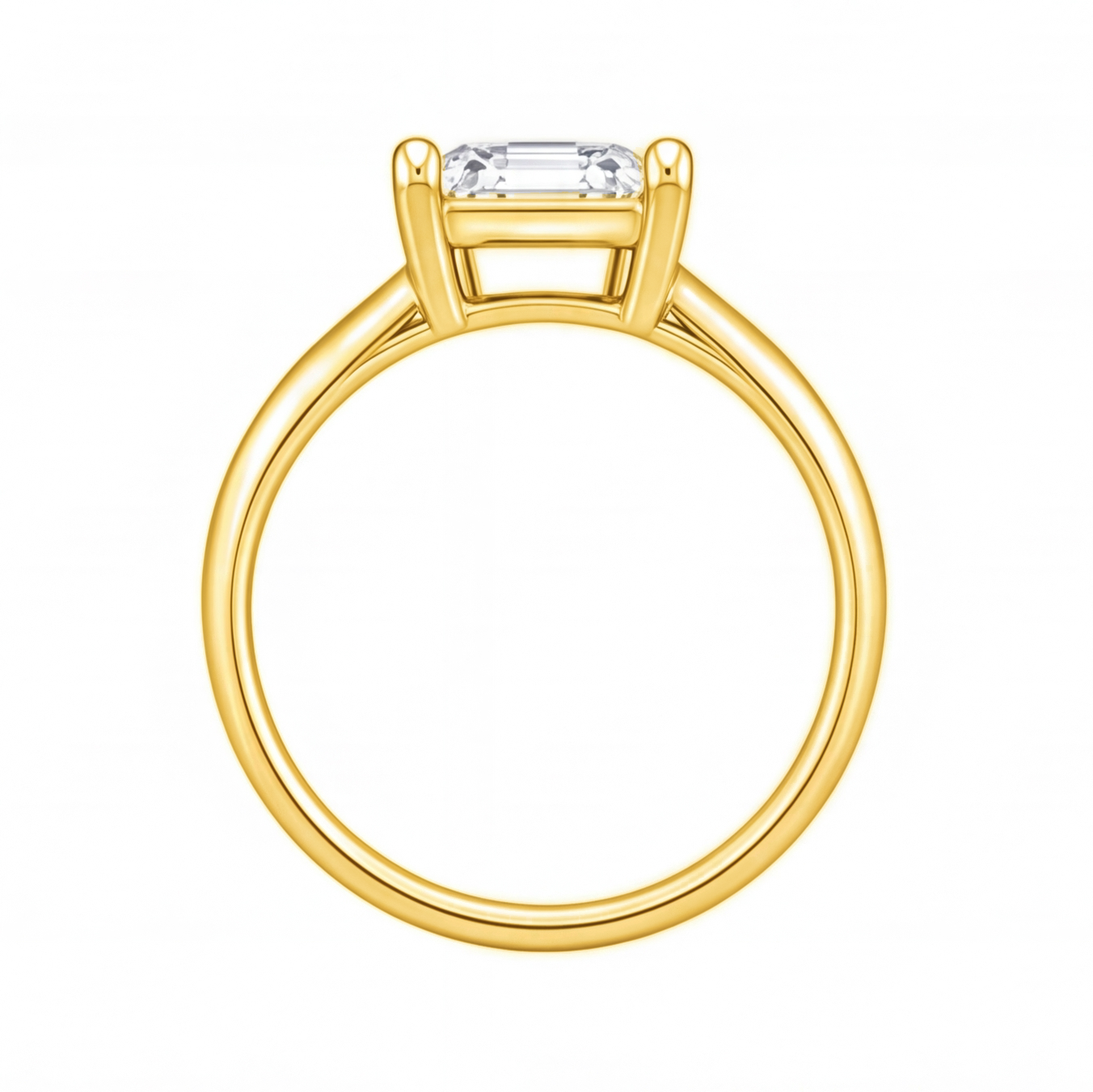 Yuna Asscher diamond solitaire engagement ring by Tiani Jewellery shown in rose gold, white gold and yellow gold.