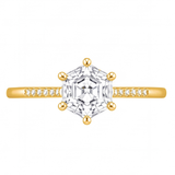 Mireille engagement ring by Tiani Jewellery shown in rose gold, white gold and yellow gold.