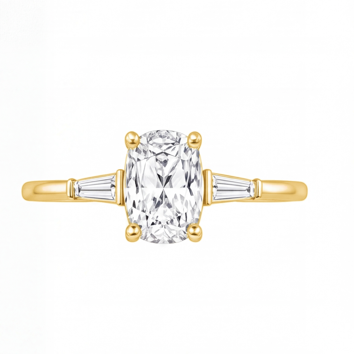Faye engagement ring by Tiani Jewellery shown in rose gold, white gold and yellow gold.