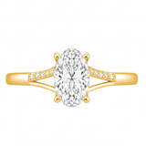 Iona engagement ring by Tiani Jewellery shown in rose gold, white gold and yellow gold.