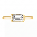Wren engagement ring by Tiani Jewellery shown in rose gold, white gold and yellow gold.