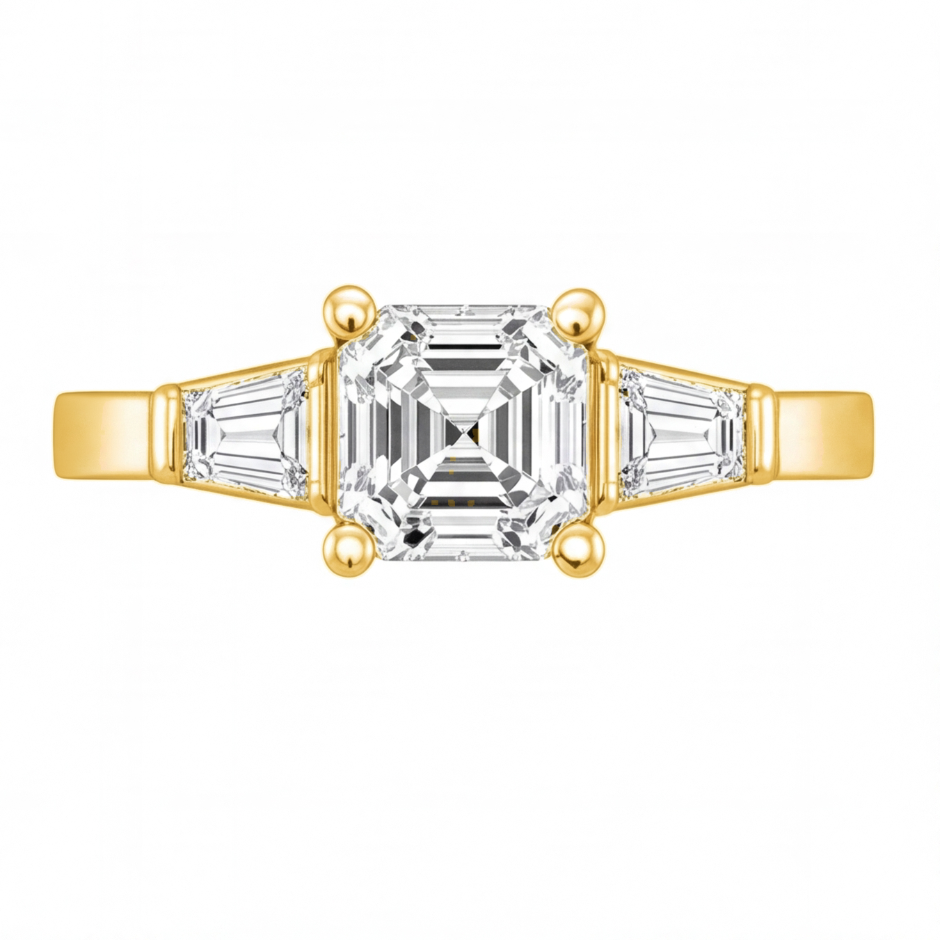 Celine engagement ring by Tiani Jewellery shown in rose gold, white gold and yellow gold.