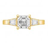 Celine engagement ring by Tiani Jewellery shown in rose gold, white gold and yellow gold.