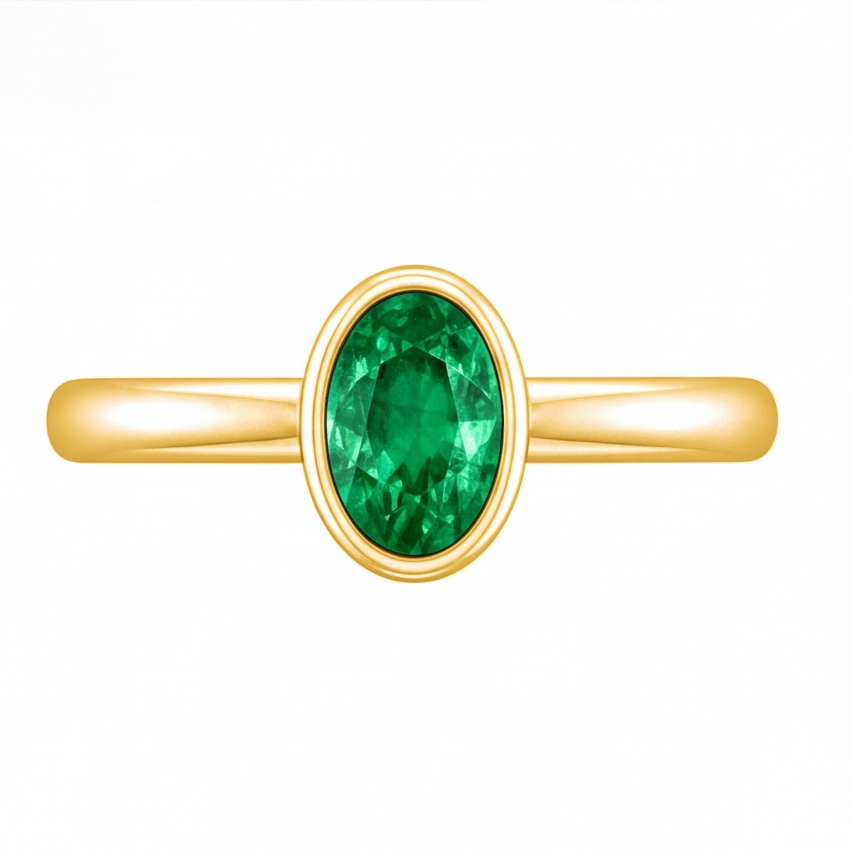 Arianwen green oval gemstone bezel engagement ring by Tiani Jewellery in rose gold, white gold and yellow gold.
