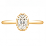 Veda engagement ring by Tiani Jewellery shown in rose gold, white gold and yellow gold.