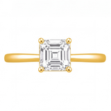 Galina engagement ring by Tiani Jewellery shown in rose gold, white gold and yellow gold.