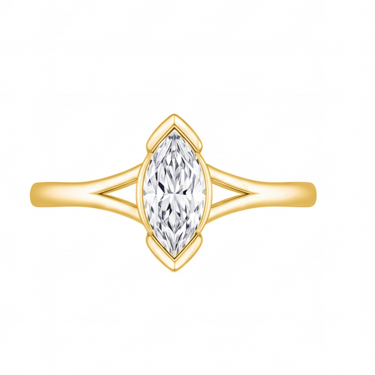 Zora engagement ring by Tiani Jewellery shown in rose gold, white gold and yellow gold.