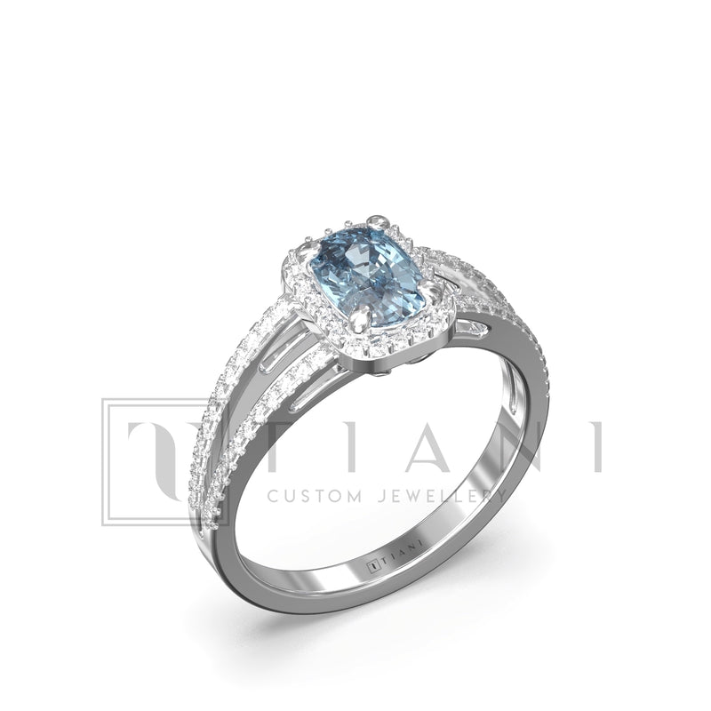 Andrea Aquamarine Diamond Ring – Tiani Jewellery
