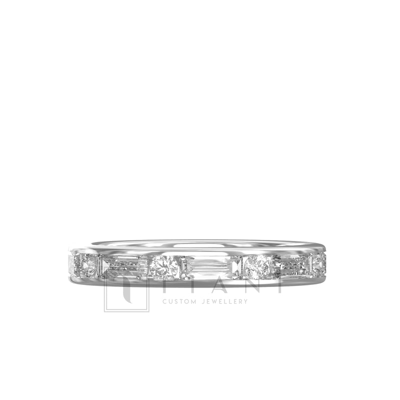 Candice | Round and Baguette Cut Diamond Wedding Band