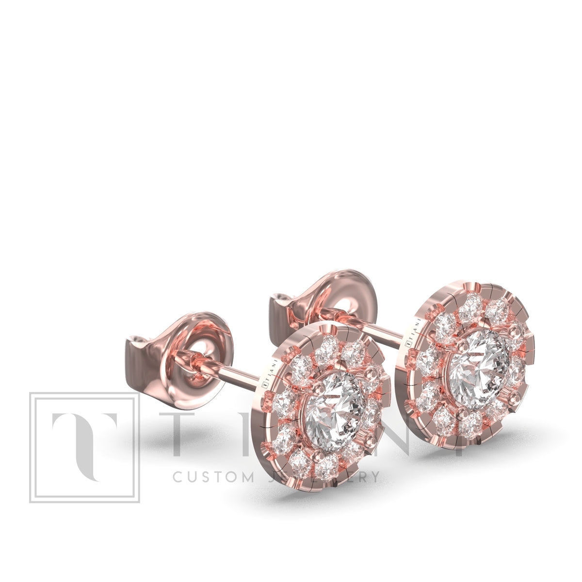 diamond halo studs