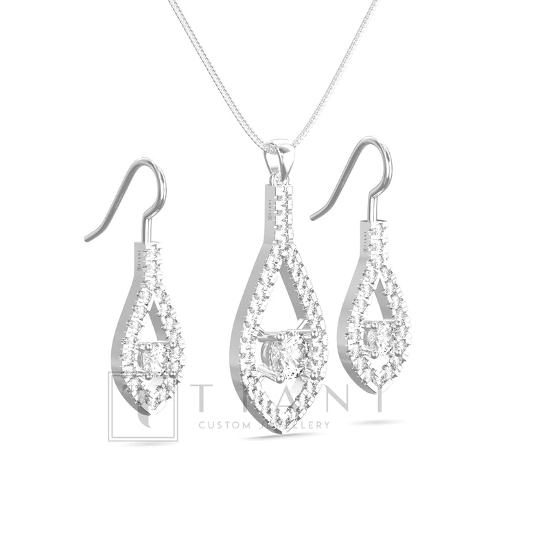 diamond pendant and earrings