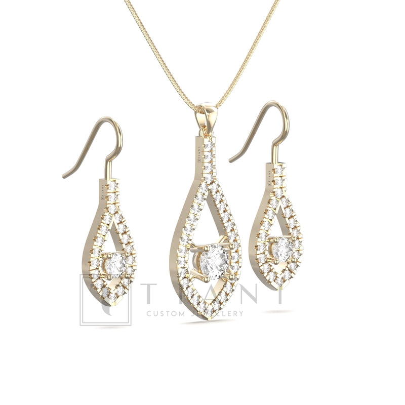 diamond pendant and earrings