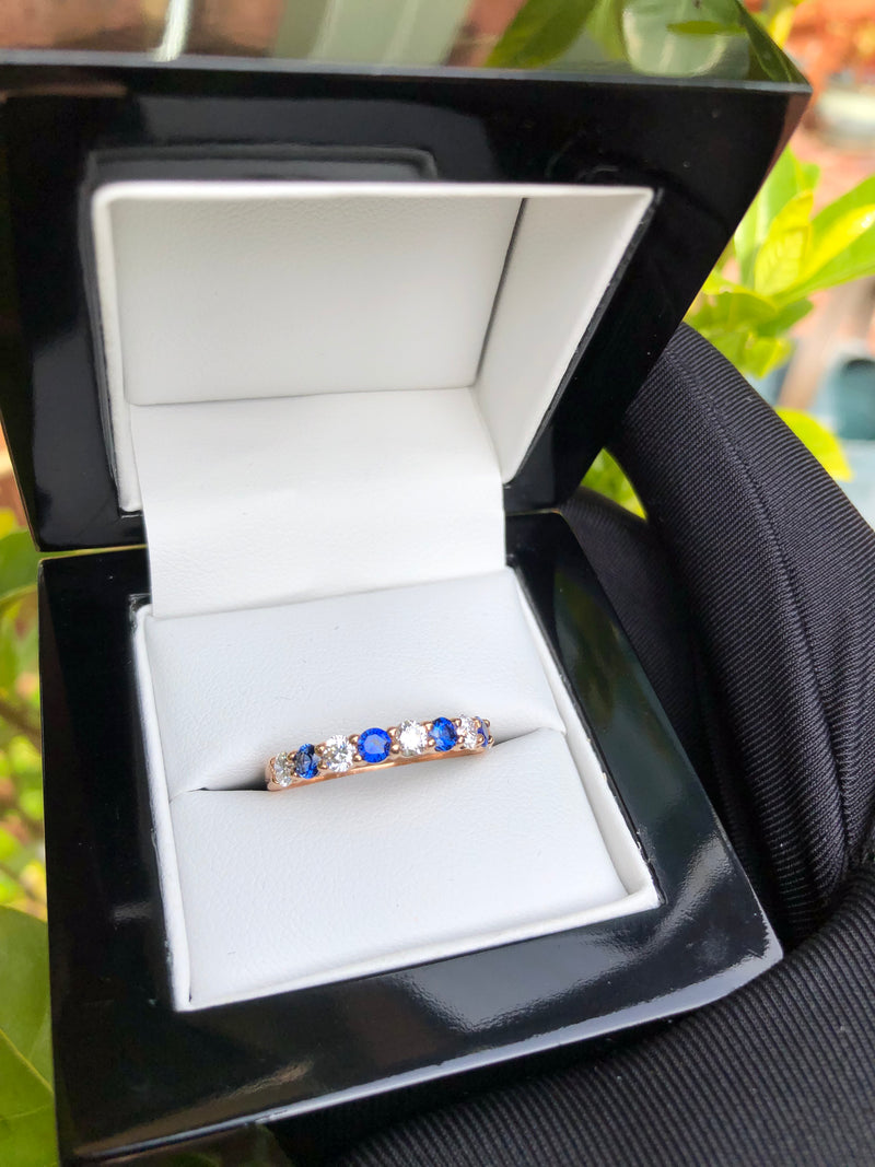 Abbey | Natural Sapphire & Lab Diamond Half Eternity Band